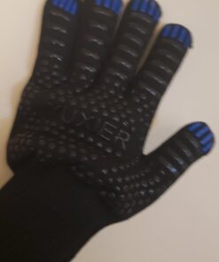 YUXIER Oven Gloves BBQ Grill Gloves 1472°F Extreme Heat Resistant Oven Mitts for Cooking, Grilling, Kitchen, Smoker Baking, Barbecue, Fireplace, Welding, Cutting (13.8inch, Black Gloves) 27 51AuGH3hDL