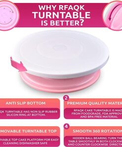 RFAQK 35PCs Cake Turntable and Leveler-Rotating Cake Stand with Non Slip pad-7 Icing Tips and 20 Bags- Straight & Offset Spatula-3 Scraper Set -EBook-Cake Decorating Supplies Kit -Baking Tools 19 51B3HcnCPVL