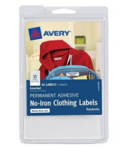 Alternative view of 2 Pack Avery No-Iron Clothing Labels, White, Assorted, Pack of 45 (40700)