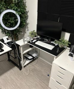 Lufeiya White L Shaped Computer Desk with Power Outlet Shelves, 40 Inch Small Corner Desk for Small Space Home Office, L-Shaped Desk PC Desks, White 39.4" 49 51BH8PqGXaL