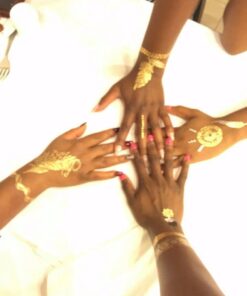 Terra Tattoos Gold Metallic Temporary Tats 75+ Boho Henna Designs Feathers, Tribal, Elephants - Waterproof Nontoxic Long Lasting Perfect for Beach, Festivals, & more! 19 51BHfmQAStL