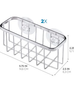 iDesign Gia Stainless Steel Dish Sponge Holder Basket with Suction Cups, Ideal for Kitchen Sinks and Bathroom Organization, Set of 1, Polished 24 51BKHabfvJL