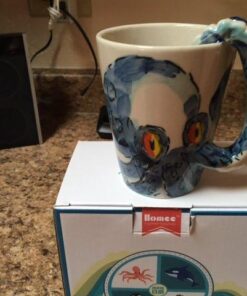 3D Coffee Mug, Handmade Hand Painted Creative Art Mug Ceramic Milk Cups Travel Mug Ocean Octopus Squid Style with Octopus Tentacles Beard Handle Christmas gift 31 51BSSDslCML