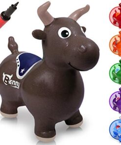 WALIKI Bouncy Horse Hopper Toy | Hopping Pony for Toddlers | Baby First Birthday Gift 18 Month 1 2 3 Year Old | Benny The Jumping Bull Inflatable Brown 16 51BUIlJo5GL