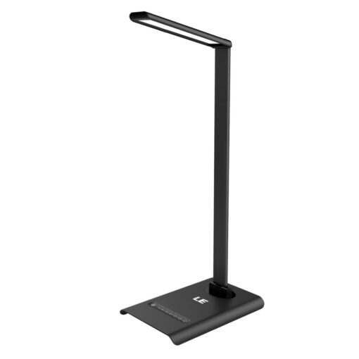 Lighting EVER 3100015-US Dimmable LED Desk Lamp, 7 Brightness Levels, Eye Protection Design Reading Lamp, Touch Sensitive Control, 6W Folding Table Lamp, Daylight White, Bedroom Lamp, 7.48" x 5.12" x 16.34", Black