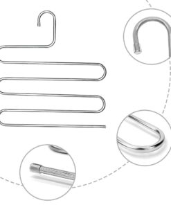 HonTop S-Type Stainless Steel Pants Hangers Space Saving 3Pcs Multi-Purpose Storage Organizer Rack Magic for Hanging Trousers Jeans Scarf Tie Clothes, 5Layers 13 51BdkCK4WIS