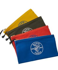 Klein Tools 5140 Canvas Zipper Bag, Tool Pouch, Tool Bag, Utility Bag, Bank Deposit Bag, 12.5 x 7-Inch, Olive/Orange/Blue/Yellow 4-Pack Olive, Orange, Blue, Yellow 12 51BelNwQawL