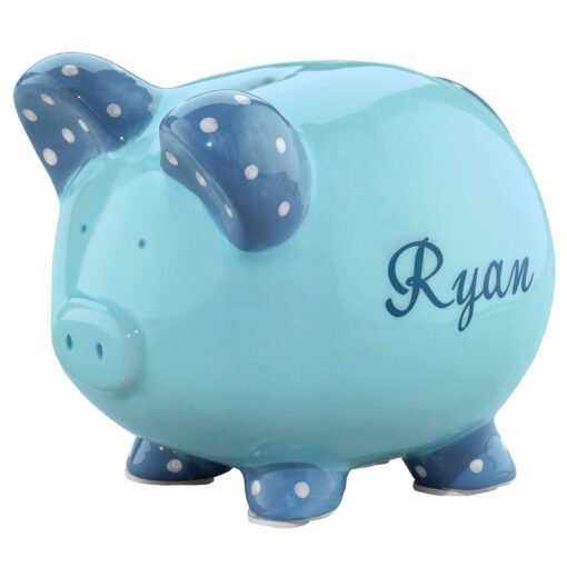 Personalized Ceramic Kids Piggy Bank by Miles Kimball - Blue