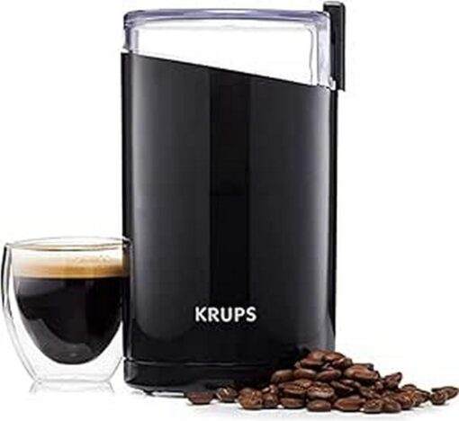 Krups Coffee and Spice Grinder 12 Cup Easy to Use, One Touch Operation 200 Watts Dry Herbs, Nuts Black Blade Grinder