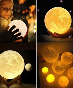 LAWOHO Moon Lamp LED Lighting Night Light 5.9 Inch 3 Colors Dimmable Vibration Control Bedside Baby Nursery 3D Printing Table Lamp for Kids Bedroom Home Decorative Birthday Christmas Xmas Gift 5.9" 10 51Bju0NgAL