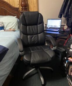 BestOffice Office Chair Cheap Desk Chair Ergonomic Computer Chair with Lumbar Support Arms Headrest PU Leather Modern Rolling Swivel Executive Chair for Back Pain Women Men Adults,Black Black 53 51C 6fz0zTL