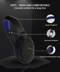 OONOL Gaming Headphones, Rotated Earmuffs, Retractable Microphone, Bass Sound, On Ear Wired Noise Cancelling Headset for PC, PS4, PS5, Xbox One, Switch, Laptop, 3.5MM Jack (Black) Black 22 51C HFoY6jL