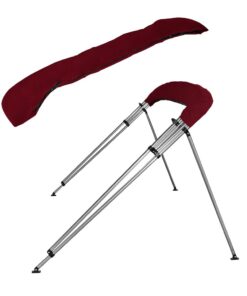 MSC 3 Bow 4 Bow Bimini Top Boat Cover with Rear Support Pole and Storage Boot (Burgundy, 4 Bow 8'L x 54" H x 91"-96" W) 4 Bow 8'L x 54"H x 91"-96"W Burgundy 17 51C11MV8eiL