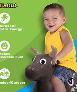 WALIKI Bouncy Horse Hopper Toy | Hopping Pony for Toddlers | Baby First Birthday Gift 18 Month 1 2 3 Year Old | Benny The Jumping Bull Inflatable Brown 15 51C13EQbFL