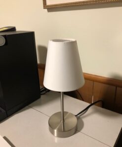 Simple Designs LT2013-WHT Mini Basic Sand Nickel Table Lamp with Fabric Shade, White 22 51C3c4m9rvL