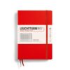LEUCHTTURM1917 - Notebook Hardcover Medium A5-251 Numbered Pages for Writing and Journaling (Red, Squared) Red