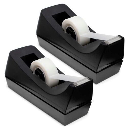 Desktop Tape Dispenser - Non-Skid Base - Weighted Tape Roll Dispenser - Perfect for Office Home School (Tape not Included) 2 Pack