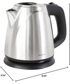 Chef'sChoice 673 Cordless Compact Electric Kettle in Brushed Stainless Steel Features Boil Dry Protection and Auto Shut Off Easy Pour, 1-Liter, Silver 15 51C7EZpus5L