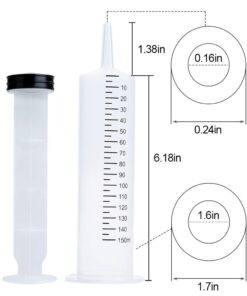 3 Pcs 150ml Large Syringes, Sterile and Individual Sealed, Easy to Use and Clean, Plastic Garden Syringe for Liquid, lip Gloss, Paint, Epoxy Resin, Oil, Watering Plants, Refilling 150 ml syringes only 21 51C9yOCWYrL