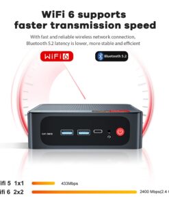 Beelink SER5 Versatile Mini PC, AMD Ryzen 5 5560U(up to 4.0GHz) 6C/12T, Mini Computer 16GB DDR4 RAM 500GB NVME SSD, Mini Desktop Computer 4K@60Hz Triple Screen Display WiFi6 BT5.2 SER5 16G/500G/5560U 22 51CAiuMRhwL