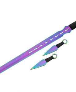 SZCO Supplies Rainbow Ninja Sword with 2Piece Throwing Knives Sam 27 51CDGTrkSfL