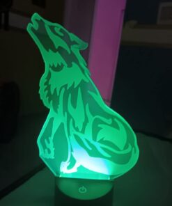 Wolf 3D Birthday Gift Illusion Night Light Beside Table Lamp, Gawell 16 Color Changing Touch Switch Decoration Lamps with Acrylic Flat & ABS Base & USB Cable & Remote Control Wolf Lover Theme Toy 29 51CJylpWLnL