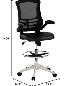 Modway Attainment Vinyl Drafting Chair - Drafting Stool With Flip-Up Arm in Black 48 51COwfiWMlL