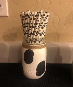 Cow Party Straws, Barnyard Paper Straws (50 Pack) - Farm Birthday Party Supplies, Cow Hide Print Straws, Animal Party Tableware & Paper Drinking Straws 6 51CPb5t743L