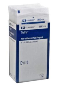 Covidien 1238 Telfa Non-Adherent Pad Prepack, 8" x 3" Size, Pack of 50