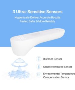 iHealth No-Touch Forehead Thermometer, Infrared Digital Thermometer for Adults and Kids, Touchless Baby Thermometer, 3 Ultra-Sensitive Sensors, Large LED Digits, Quiet Vibration Feedback, Non Contact White 29 51CWbSRtoEL