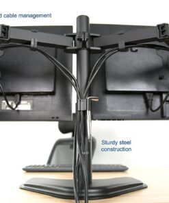 VIVO STAND-V002F Dual LED LCD Monitor Free-Standing Desk Stand for 2 Screens up to 27 Inch Heavy-Duty Fully Adjustable Arms with Max VESA 100x100mm 13" - 27" screens Black 31 51Ccz7nZyRL