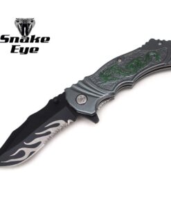 Alternative view of SNAKE EYE TACTICAL Action Assisted Fantasy Dragon Handle Design Knife Camping Outdoors (GG)