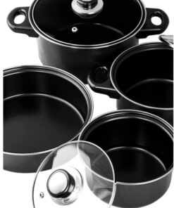 7 Pc Carbon Steel Nonstick Cookware Set – Carbon Steel Pan & Pot Set - Carbon Steel Cookware Set (Black) 8 51CjYk6FXKL