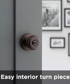 Kwikset Juno Interior Privacy Door Knob with Lock, Door Handle For Bathroom and Bedroom, Venetian Bronze Keyless Turn Lock Doorknob, with Microban Protection 12 51CvnXj1MKL