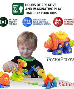 Kidtastic Dinosaur Toys, 106 pcs Take Apart Stem Learning Toys with Screwdriver, Ages 3-6 Year Kids Birthday Gift, Fun Construction for Boys and Girls - Build a Dinosaur, 3 yr Old Toddler Toys 26 51D3Tc6TVNL