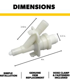 Alternative view of Dometic 385311641 Genuine OEM Water Valve Kit | 300 301 310 320 Dometic and Sealand Toilets | Includes Hose Clamp and Fasteners | White Compact Kit for Efficient Repair and Replacement