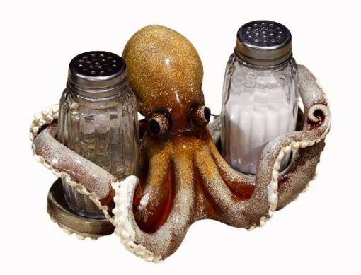 Comfy Hour Western Retro Collection 3" Octopus Salt and Pepper Bottle Holder, Polyresin Brown