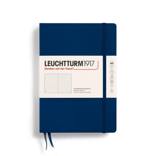 LEUCHTTURM1917 - Notebook Hardcover Medium A5-251 Numbered Pages for Writing and Journaling (Navy, Dotted) Navy