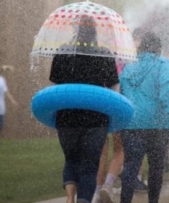 Totes Signature Clear Bubble, Rain & Windproof Umbrella - Perfect for Weddings, Travel and Outdoor Events - Curved Handle with Deluxe Finish, in Transparent or Colorful Design Options Regular Dots 27 51DzwXv5bL