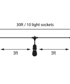 Feit Electric 72041 30 Foot Heavy-Duty Weather Resistant Decorative Indoor and Outdoor 10 Sockets Incandescent String Lights, 30', 11W, Dimmable,Black 30 ft (Pack of 1) 21 51E0gVXqu L
