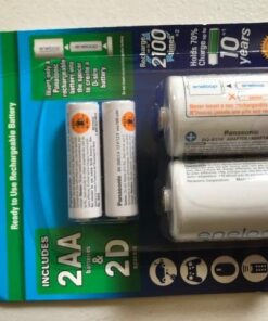 Panasonic K-KJS1MCA2BA eneloop D Size Battery Adapters with eneloop AA 2100 Cycle Ni- MH Pre-Charged Rechargeable Batteries, 2 "D" Adapters with 2 Batteries D Spacer Pack 31 51E3VWm6WIL