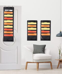 Annecy 10 Pockets Hanging Wall File Organizer, Black Storage Pocket Chart for File Folder and Paper, Space Saver for Office and Classroom, with Wall Hangers, Over The Door Hooks, Labels 10-Pocket Black Pocket 14 51E6MWY7yL