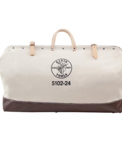 Klein Tools 5102-24 Heavy Duty Natural Canvas Tool Bag, Tool Tote, Multi-Purpose Bag with Wide Hinged Opening and Leather Handles, 24-Inch 23 51EDzxcFgDL