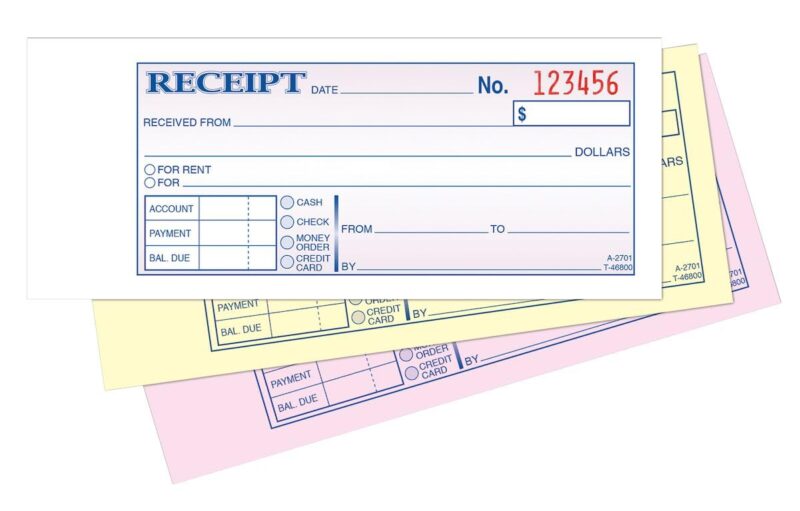 Adams Money/Rent Receipt Book, Carbonless, 3-Part, 2-3/4 x 7-3/16 Inches, 50 Sets per Book (TC2701) 1