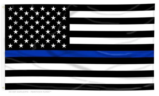 Pointview Flags Thin Blue Line American Flag - 3 by 5 Foot Flag with Grommets