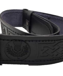 Alternative view of AAR Kilt Belt for Men Leather Black Thistle Embossed Design Scottish Highland S-2XL Medium