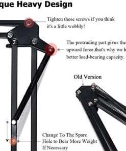 Eastshining Upgraded Adjustable Microphone Suspension Boom Scissor Arm Stand with Shock Mount Mic Clip Holder 3/8'' to 5/8'' Screw Adapter -for Blue Yeti, Snowball & Other Microphones stand with adapter 27 51EMb4I1lGL