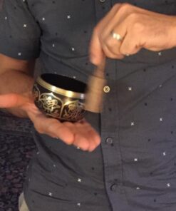 4" Exquisite Tibetan Singing Bowl Set for Meditation ~ Auspicious Eight Lucky Symbols, Buddha Eye & Dorje Painted ~ Silk Cushion & Wooden Mallet Included ~Handmade in Nepal by Thamelmart 41 51EQDt7 MoL