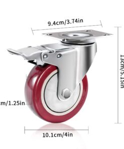 4" Plate Caster Wheels Set of 4 1800LB with Screw Safety Dual Locking and Polyurethane Foam No Noise Wheels,Heavy Duty - 450 Lbs Per Caster 23 51EbnpJM9CL