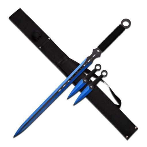 Snake Eye Full Tang Tactical Blade Katana/Ninja Sword/Machete/Throwing Knife, 27-Inch. Blue